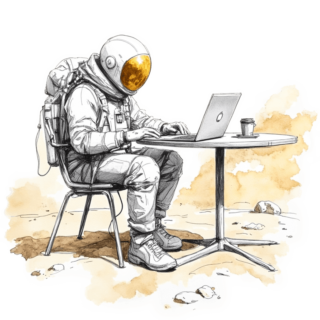 Astronaut working from home